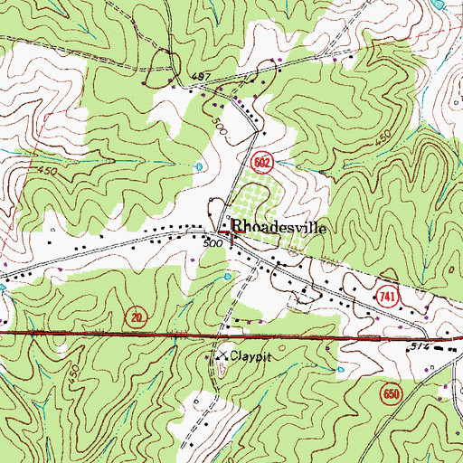 Topographic Map of Rhoadesville Post Office, VA