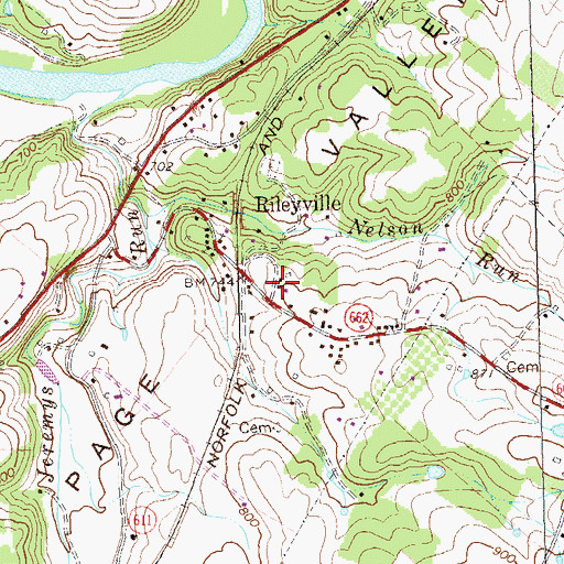 Topographic Map of Rileyville Post Office, VA