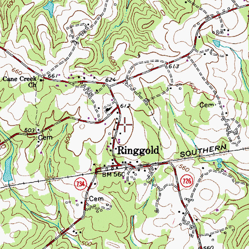 Topographic Map of Ringgold Post Office, VA