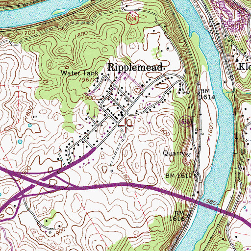 Topographic Map of Ripplemead Post Office, VA