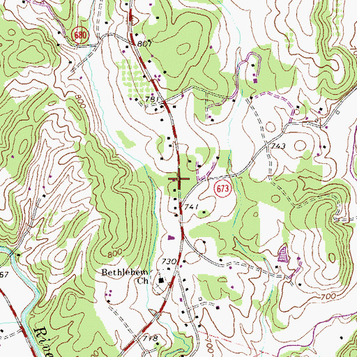 Topographic Map of Roseland Post Office, VA