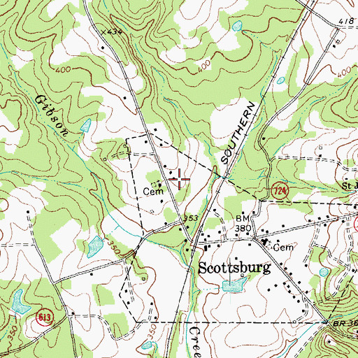 Topographic Map of Scottsburg Post Office, VA