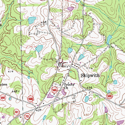 Topographic Map of Skipwith Post Office, VA