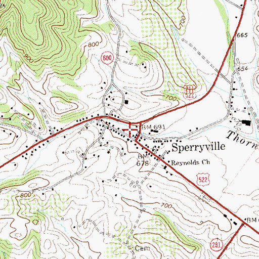 Topographic Map of Sperryville Post Office, VA
