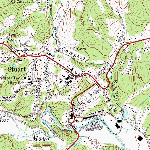 Topographic Map of Stuart Post Office, VA