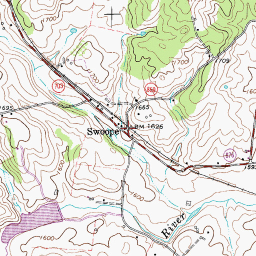 Topographic Map of Swoope Post Office, VA