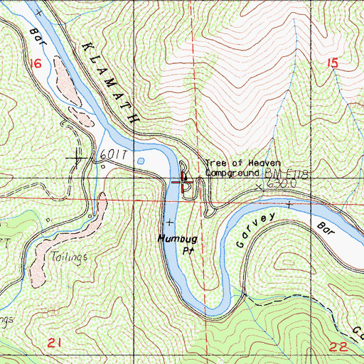 Topographic Map of Tree of Heaven Campground, CA