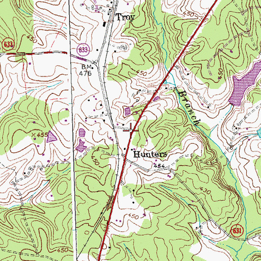 Topographic Map of Troy Post Office, VA