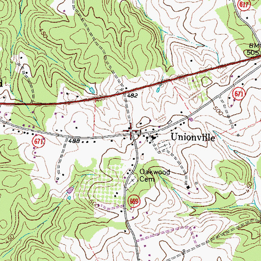 Topographic Map of Unionville Post Office, VA