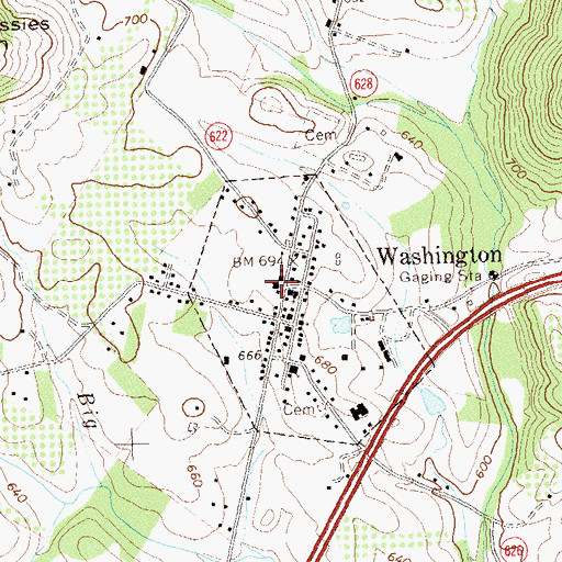 Topographic Map of Washington Post Office, VA