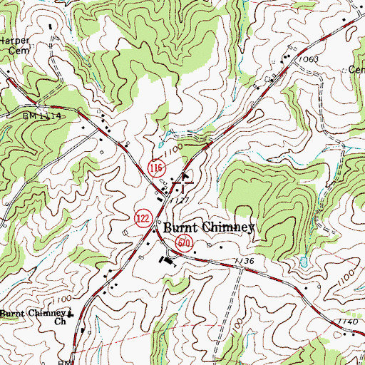 Topographic Map of Wirtz Post Office, VA