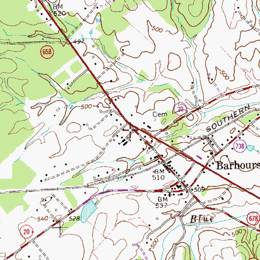 Topographic Map of Barboursville Post Office, VA