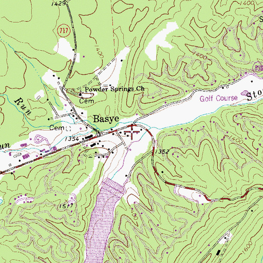 Topographic Map of Basye Post Office, VA