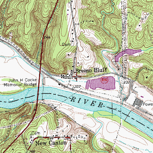 Topographic Map of Bremo Bluff Post Office, VA