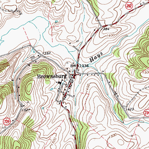 Topographic Map of Brownsburg Post Office, VA