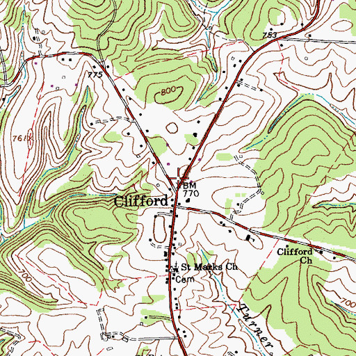 Topographic Map of Clifford Post Office, VA