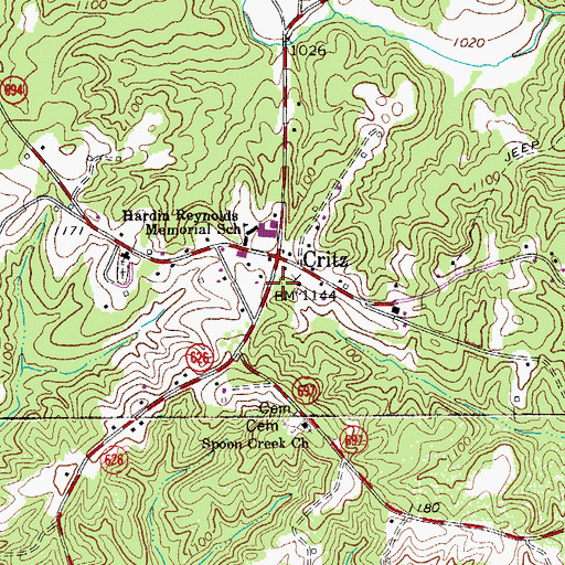 Topographic Map of Critz Post Office, VA