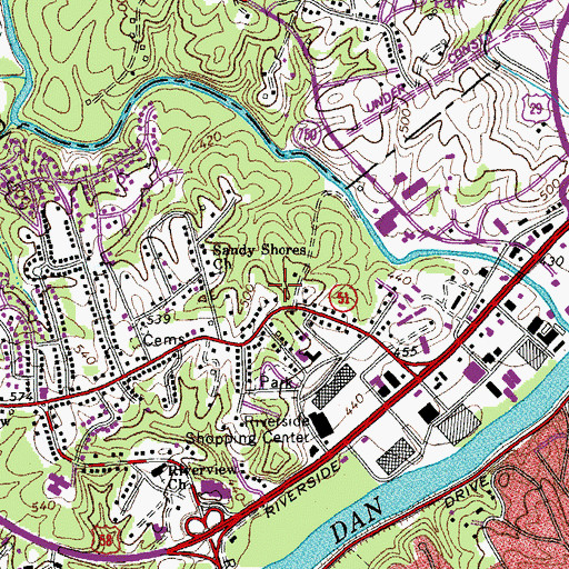 Topographic Map of Danville Post Office, VA