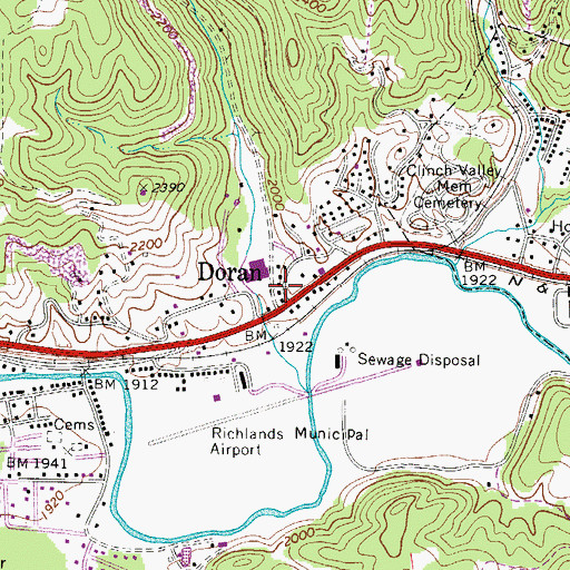 Topographic Map of Doran Post Office, VA
