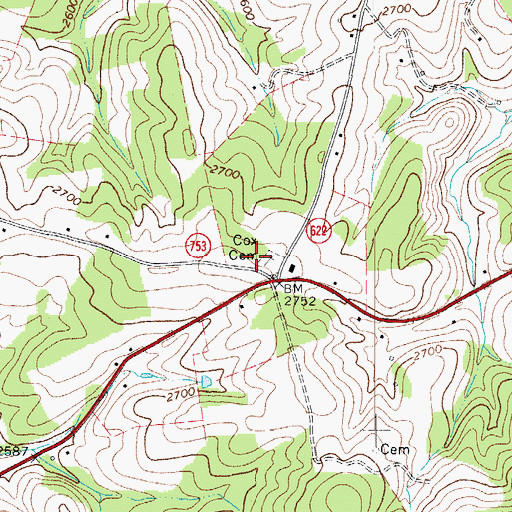 Topographic Map of Dugspur Post Office, VA