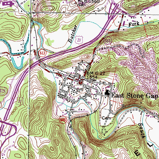 Topographic Map of East Stone Gap Post Office, VA