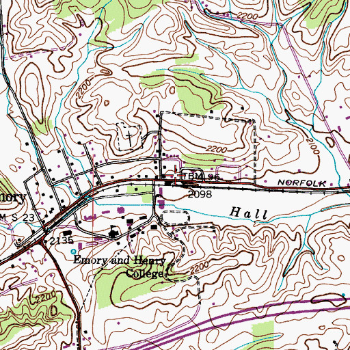 Topographic Map of Emory Post Office, VA