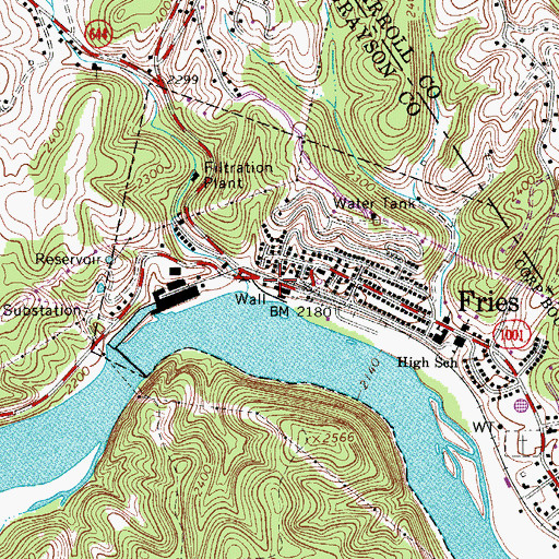 Topographic Map of Fries Post Office, VA
