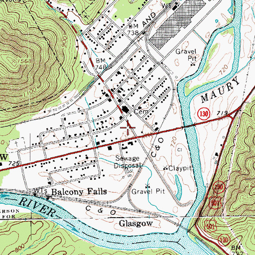 Topographic Map of Glasgow Post Office, VA