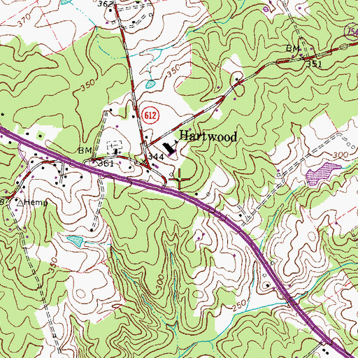 Topographic Map of Hartwood Post Office, VA