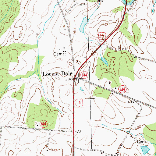 Topographic Map of Locust Dale Post Office, VA