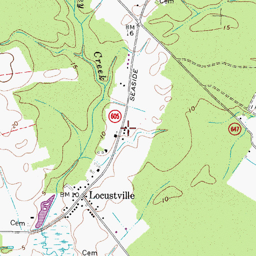 Topographic Map of Locustville Post Office, VA