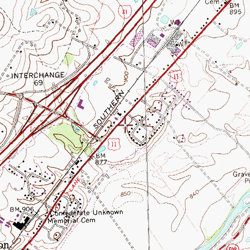 Topographic Map of Mount Jackson Post Office, VA