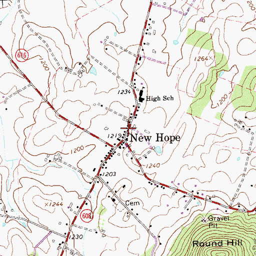 Topographic Map of New Hope Post Office, VA