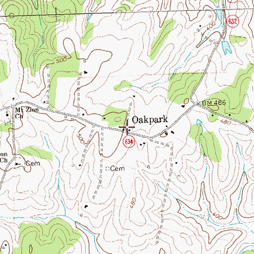 Topographic Map of Oakpark Post Office, VA