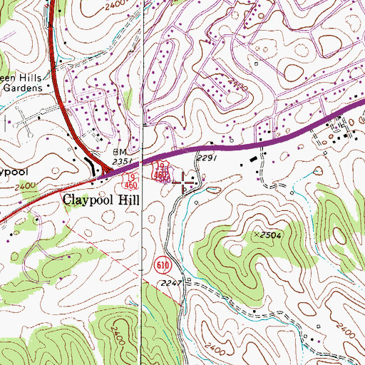 Topographic Map of Pounding Mill Post Office, VA