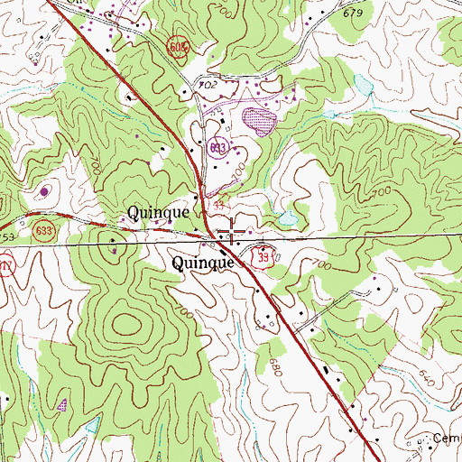 Topographic Map of Quinque Post Office, VA