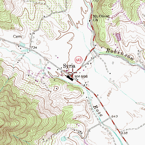 Topographic Map of Syria Post Office, VA
