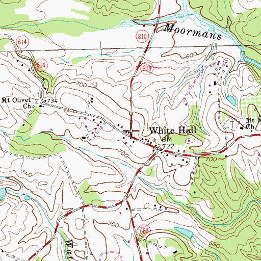 Topographic Map of White Hall Post Office, VA
