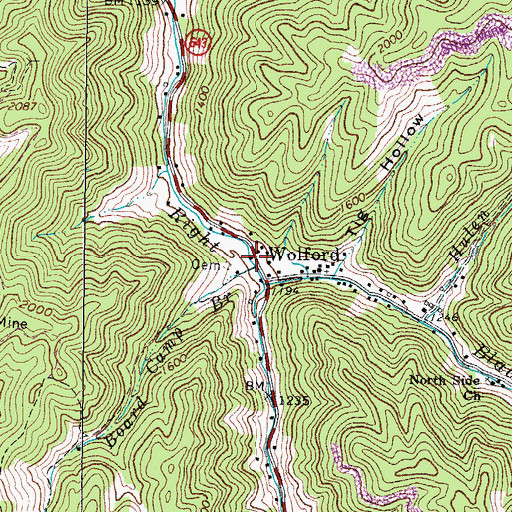 Topographic Map of Wolford Post Office, VA