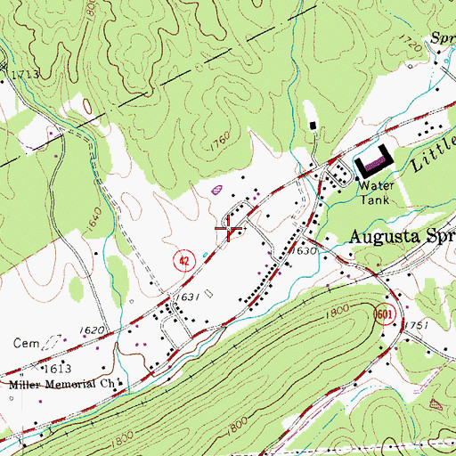 Topographic Map of Augusta Springs Post Office, VA