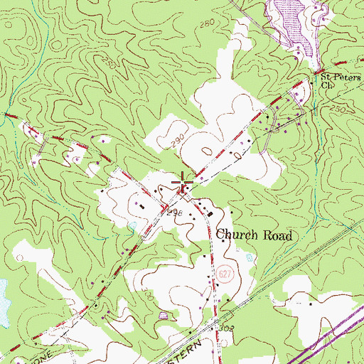 Topographic Map of Church Road Post Office, VA