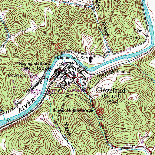 Topographic Map of Cleveland Post Office, VA