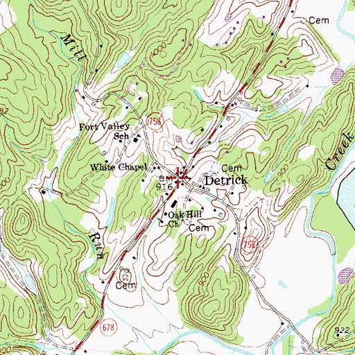 Topographic Map of Fort Valley Post Office, VA