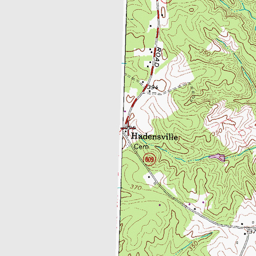 Topographic Map of Hadensville Post Office, VA