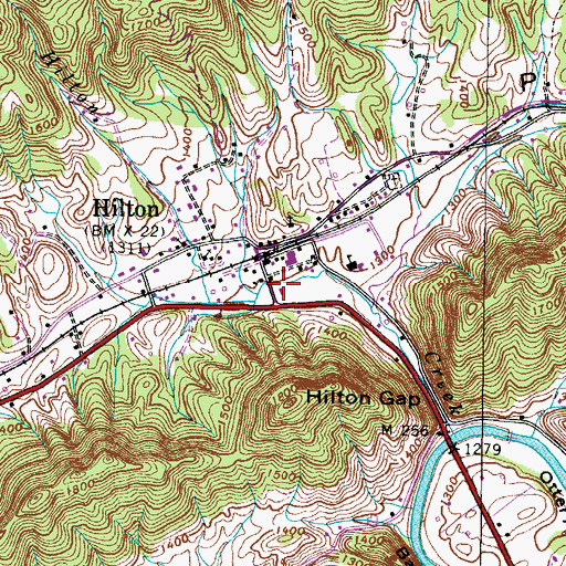 Topographic Map of Hiltons Post Office, VA