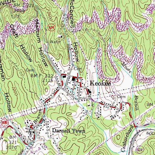 Topographic Map of Keokee Post Office, VA