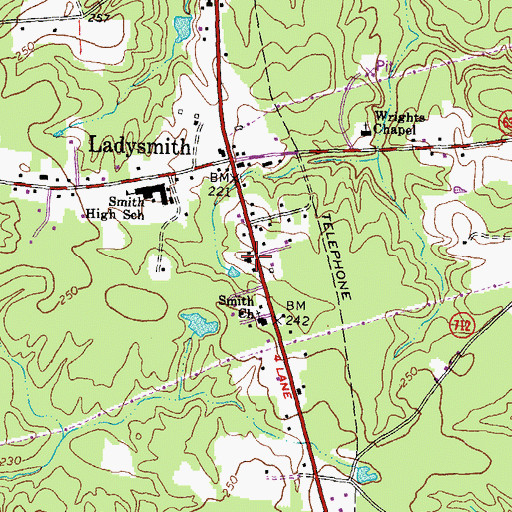 Topographic Map of Ladysmith Post Office, VA