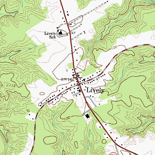 Topographic Map of Lively Post Office, VA