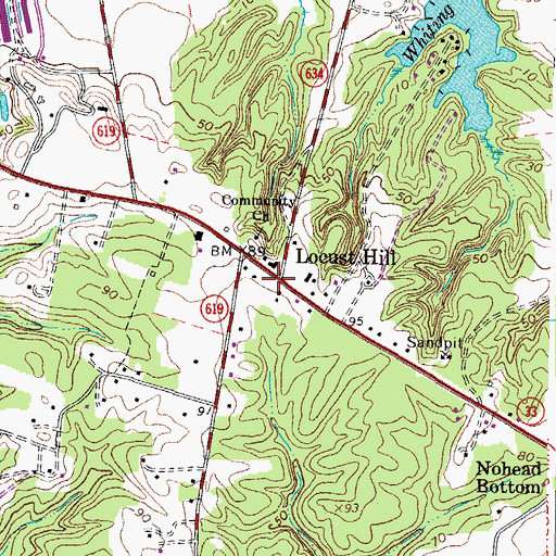 Topographic Map of Locust Hill Post Office, VA