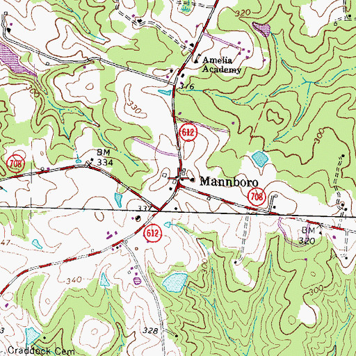 Topographic Map of Mannboro Post Office, VA